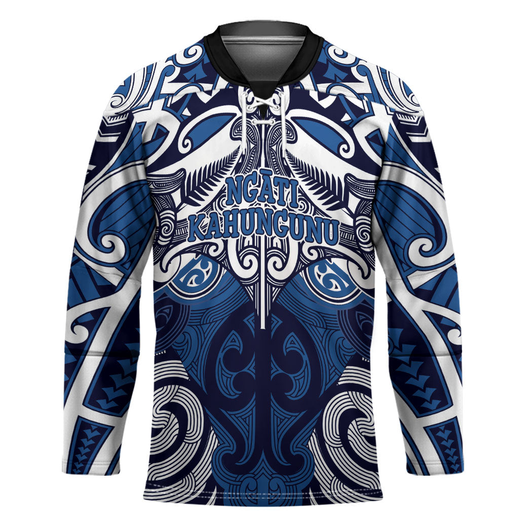 Personalised Maori Ngati Kahungunu Hockey Jersey Silver Fern Kowhaiwhai Art LT01 Unisex Blue - Polynesian Pride
