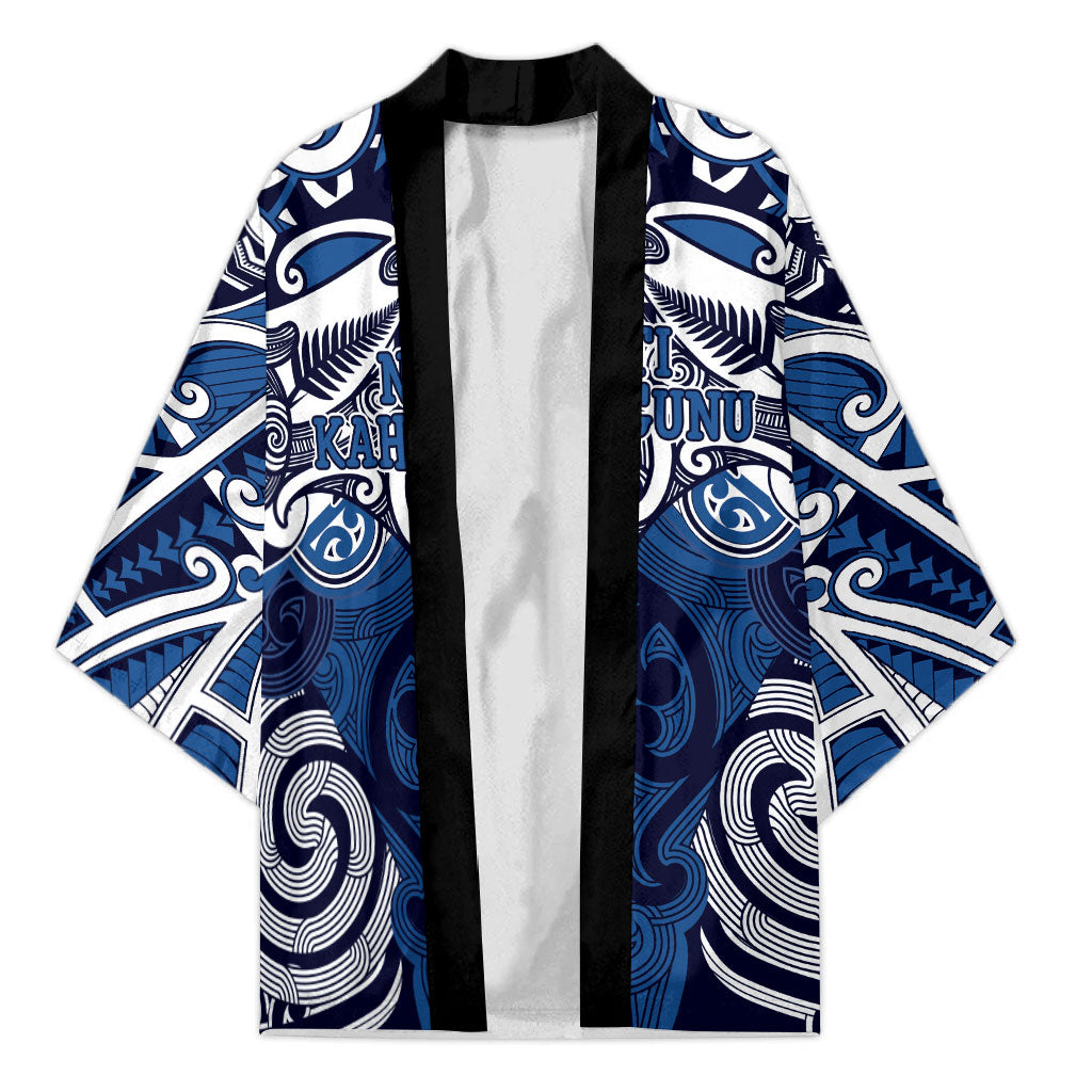 Personalised Maori Ngati Kahungunu Kimono Silver Fern Kowhaiwhai Art LT01 Unisex Blue - Polynesian Pride