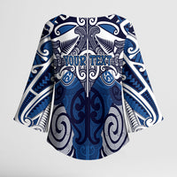 Personalised Maori Ngati Kahungunu Kimono Sleeve Blouse Silver Fern Kowhaiwhai Art LT01 - Polynesian Pride