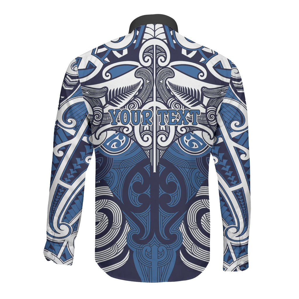 Personalised Maori Ngati Kahungunu Long Sleeve Button Shirt Silver Fern Kowhaiwhai Art LT01 - Polynesian Pride
