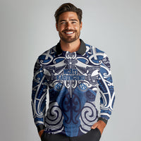 Personalised Maori Ngati Kahungunu Long Sleeve Polo Shirt Silver Fern Kowhaiwhai Art LT01 - Polynesian Pride
