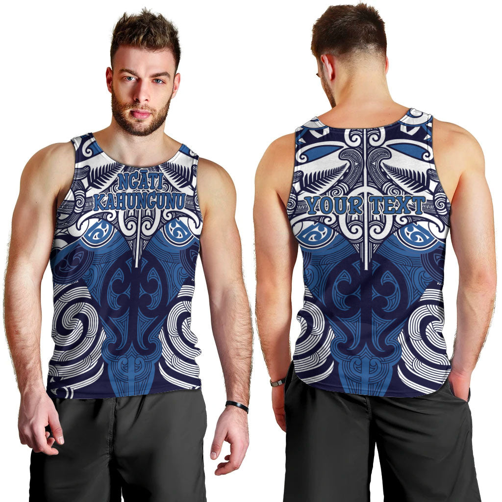 Personalised Maori Ngati Kahungunu Men Tank Top Silver Fern Kowhaiwhai Art LT01 - Polynesian Pride