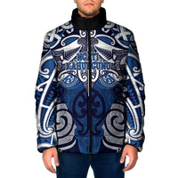 Personalised Maori Ngati Kahungunu Padded Jacket Silver Fern Kowhaiwhai Art LT01 Men Blue - Polynesian Pride