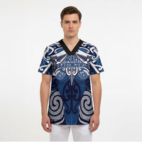 Personalised Maori Ngati Kahungunu Scrub Top Silver Fern Kowhaiwhai Art LT01 - Polynesian Pride