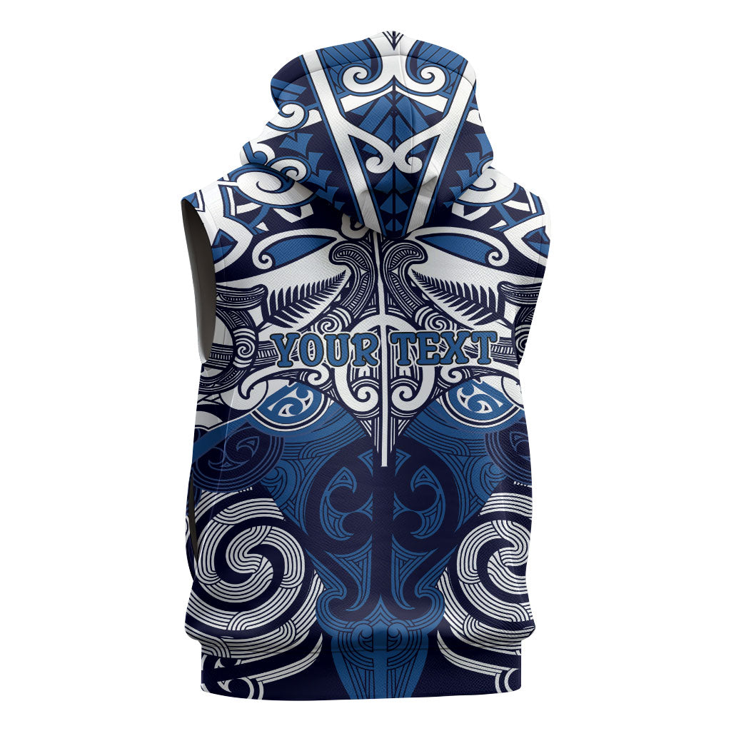 Personalised Maori Ngati Kahungunu Sleeveless Zip Hoodie Silver Fern Kowhaiwhai Art LT01 - Polynesian Pride