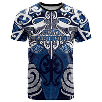 Personalised Maori Ngati Kahungunu T Shirt Silver Fern Kowhaiwhai Art LT01 Blue - Polynesian Pride