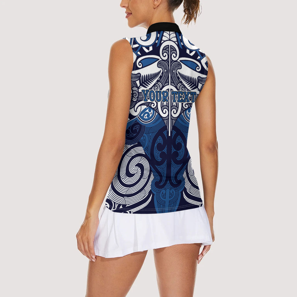 Personalised Maori Ngati Kahungunu Women Sleeveless Polo Shirt Silver Fern Kowhaiwhai Art LT01 - Polynesian Pride