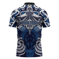 Personalised Maori Ngati Kahungunu Zipper Polo Shirt Silver Fern Kowhaiwhai Art LT01 - Polynesian Pride