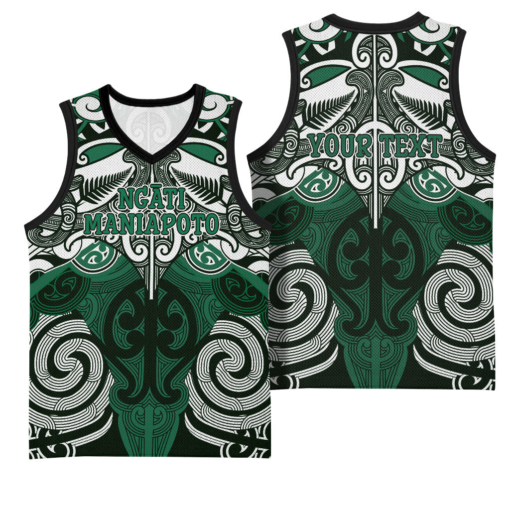 Personalised Maori Ngati Maniapoto Basketball Jersey Silver Fern Kowhaiwhai Art LT01 - Polynesian Pride