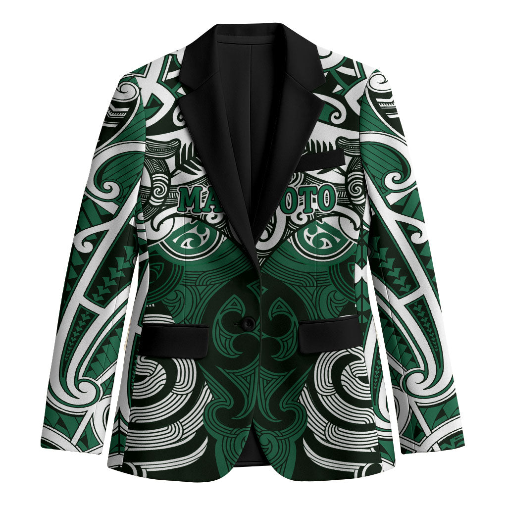 Personalised Maori Ngati Maniapoto Blazer Silver Fern Kowhaiwhai Art LT01 Unisex Green - Polynesian Pride