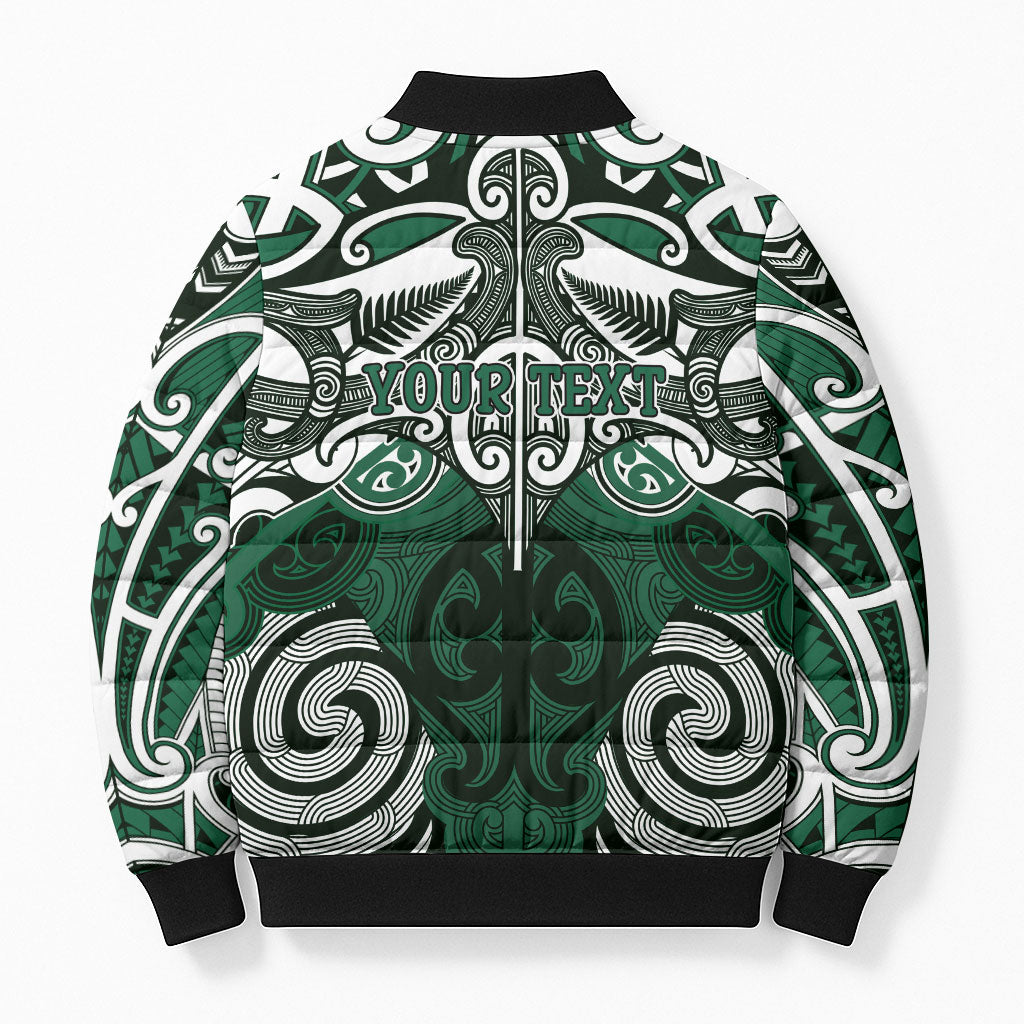 Personalised Maori Ngati Maniapoto Bomber Puffer Jacket Silver Fern Kowhaiwhai Art LT01 - Polynesian Pride