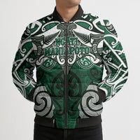 Personalised Maori Ngati Maniapoto Bomber Puffer Jacket Silver Fern Kowhaiwhai Art LT01 - Polynesian Pride