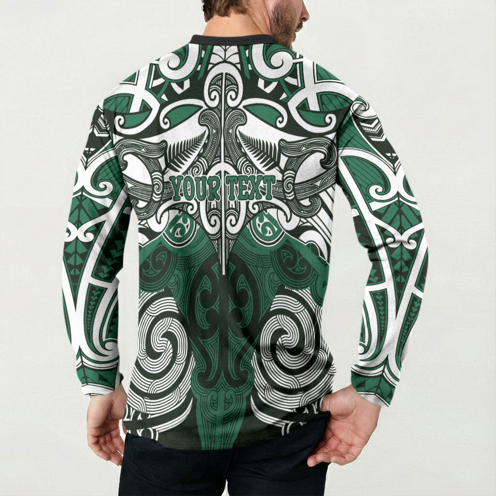 Personalised Maori Ngati Maniapoto Button Sweatshirt Silver Fern Kowhaiwhai Art LT01 - Polynesian Pride