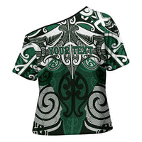 Personalised Maori Ngati Maniapoto Cross Shoulder Shirt Silver Fern Kowhaiwhai Art LT01 - Polynesian Pride