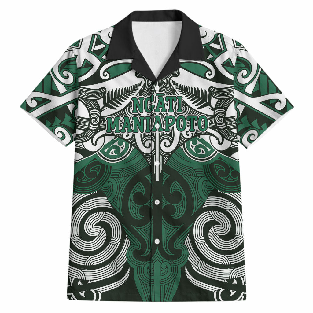 Personalised Maori Ngati Maniapoto Hawaiian Shirt Silver Fern Kowhaiwhai Art LT01 Green - Polynesian Pride