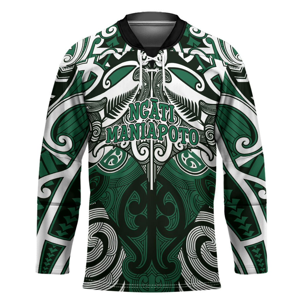 Personalised Maori Ngati Maniapoto Hockey Jersey Silver Fern Kowhaiwhai Art LT01 Unisex Green - Polynesian Pride