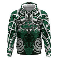Personalised Maori Ngati Maniapoto Hoodie Silver Fern Kowhaiwhai Art LT01 Pullover Hoodie Green - Polynesian Pride