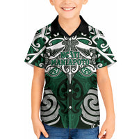 Personalised Maori Ngati Maniapoto Kid Hawaiian Shirt Silver Fern Kowhaiwhai Art LT01 Kid Green - Polynesian Pride