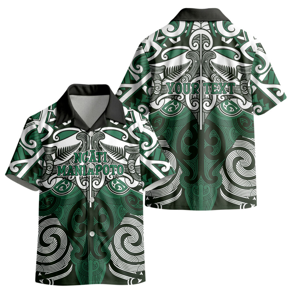 Personalised Maori Ngati Maniapoto Kid Hawaiian Shirt Silver Fern Kowhaiwhai Art LT01 - Polynesian Pride