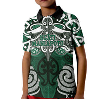 Personalised Maori Ngati Maniapoto Kid Polo Shirt Silver Fern Kowhaiwhai Art LT01 Kid Green - Polynesian Pride