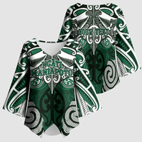 Personalised Maori Ngati Maniapoto Kimono Sleeve Blouse Silver Fern Kowhaiwhai Art LT01 - Polynesian Pride