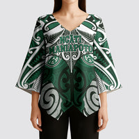 Personalised Maori Ngati Maniapoto Kimono Sleeve Blouse Silver Fern Kowhaiwhai Art LT01 - Polynesian Pride