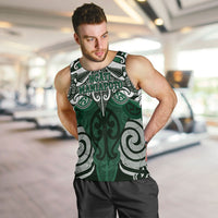 Personalised Maori Ngati Maniapoto Men Tank Top Silver Fern Kowhaiwhai Art LT01 Green - Polynesian Pride