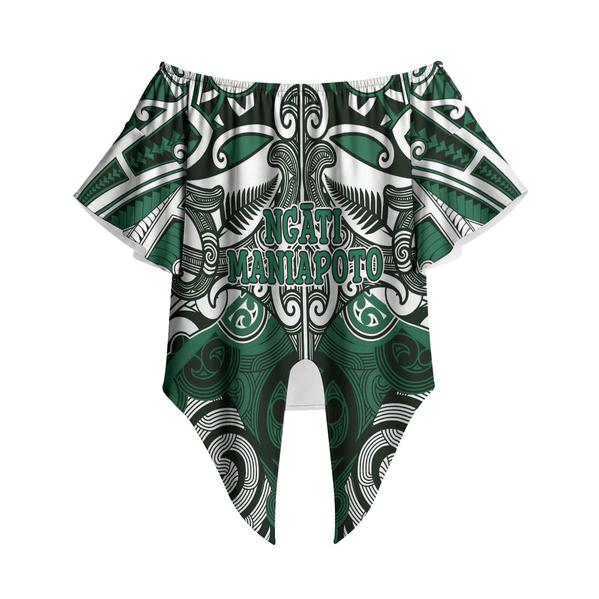 Personalised Maori Ngati Maniapoto Off Shoulder Wrap Waist Top Silver Fern Kowhaiwhai Art LT01 - Polynesian Pride