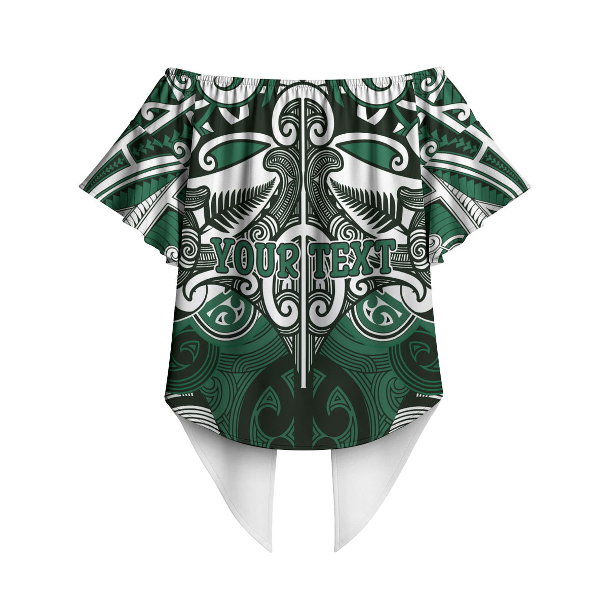 Personalised Maori Ngati Maniapoto Off Shoulder Wrap Waist Top Silver Fern Kowhaiwhai Art LT01 - Polynesian Pride