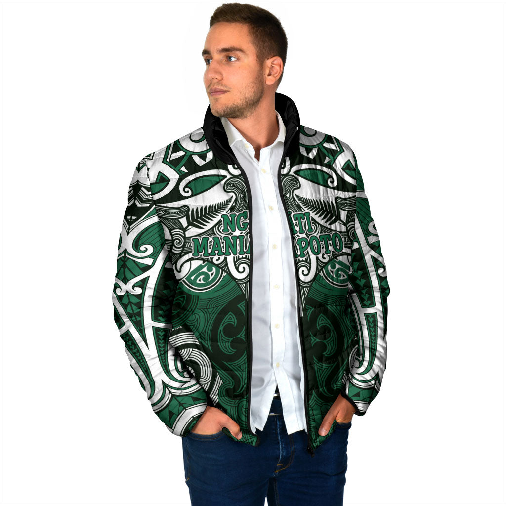 Personalised Maori Ngati Maniapoto Padded Jacket Silver Fern Kowhaiwhai Art LT01 - Polynesian Pride