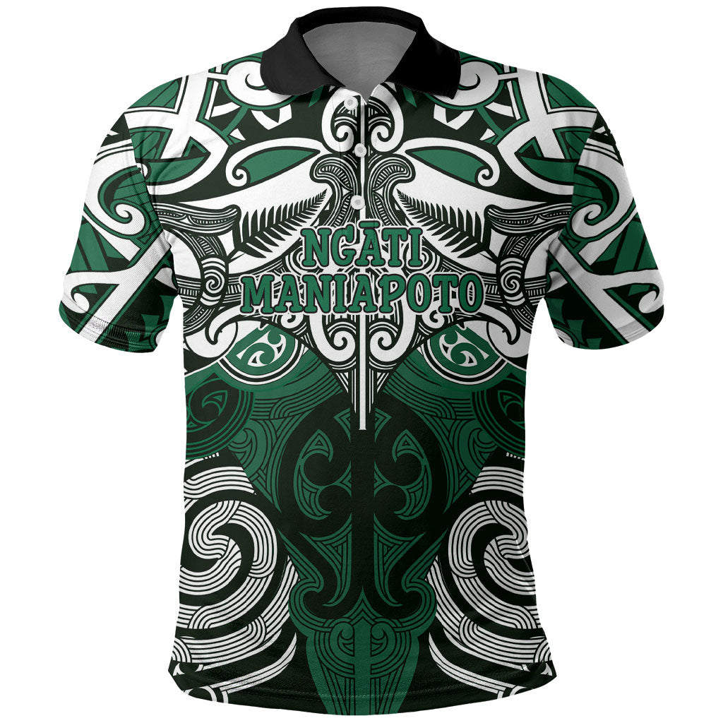 Personalised Maori Ngati Maniapoto Polo Shirt Silver Fern Kowhaiwhai Art LT01 Green - Polynesian Pride