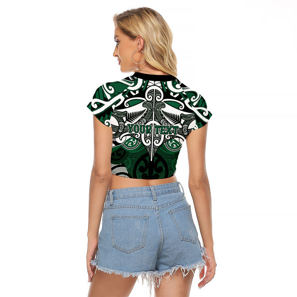 Personalised Maori Ngati Maniapoto Raglan Cropped T Shirt Silver Fern Kowhaiwhai Art LT01 - Polynesian Pride
