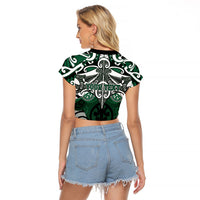 Personalised Maori Ngati Maniapoto Raglan Cropped T Shirt Silver Fern Kowhaiwhai Art LT01 - Polynesian Pride
