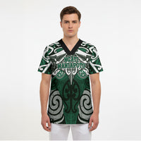 Personalised Maori Ngati Maniapoto Scrub Top Silver Fern Kowhaiwhai Art LT01 - Polynesian Pride