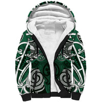 Personalised Maori Ngati Maniapoto Sherpa Hoodie Silver Fern Kowhaiwhai Art LT01 Unisex Green - Polynesian Pride