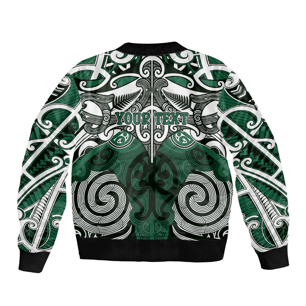 Personalised Maori Ngati Maniapoto Sleeve Zip Bomber Jacket Silver Fern Kowhaiwhai Art LT01 - Polynesian Pride