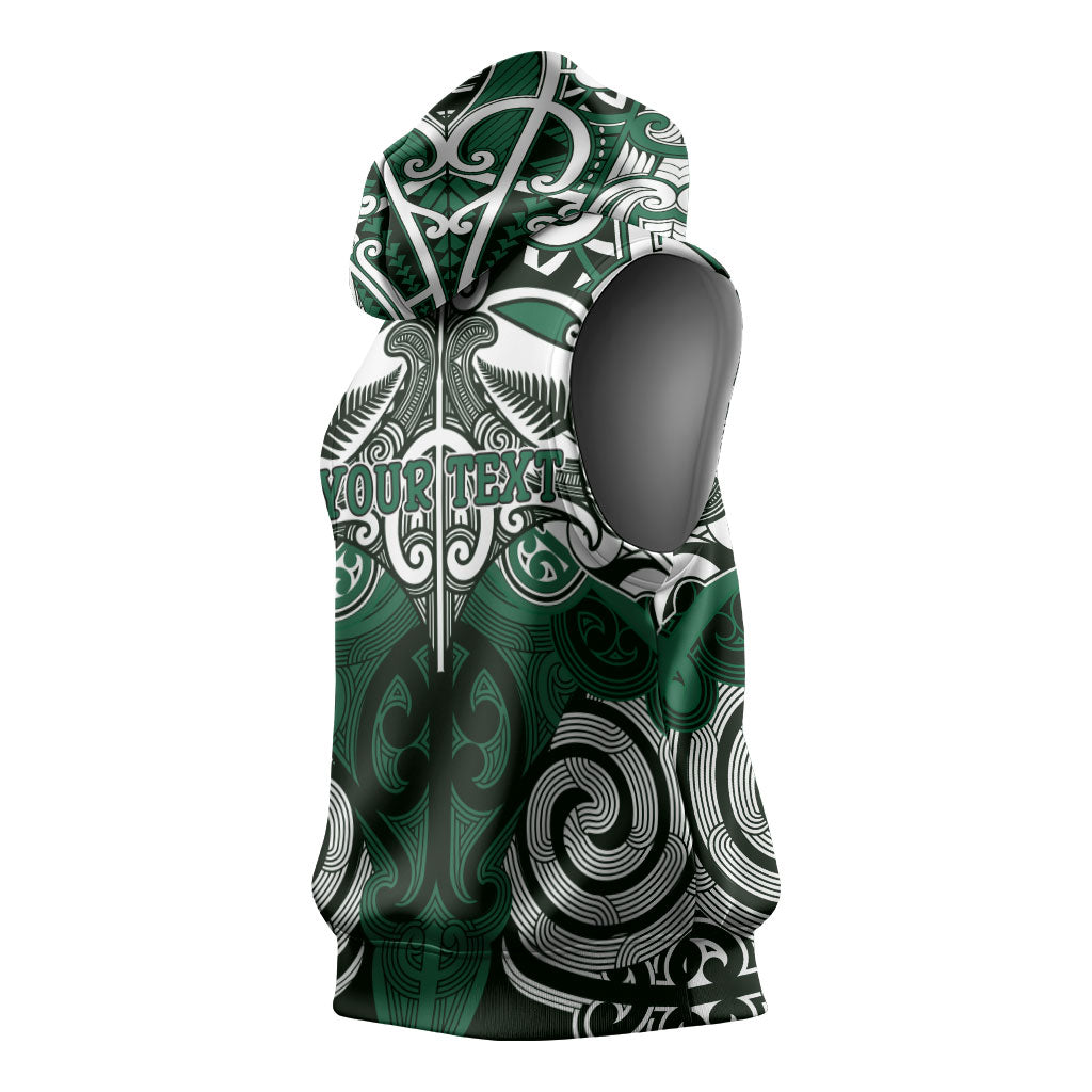 Personalised Maori Ngati Maniapoto Sleeveless Hoodie Silver Fern Kowhaiwhai Art LT01 - Polynesian Pride