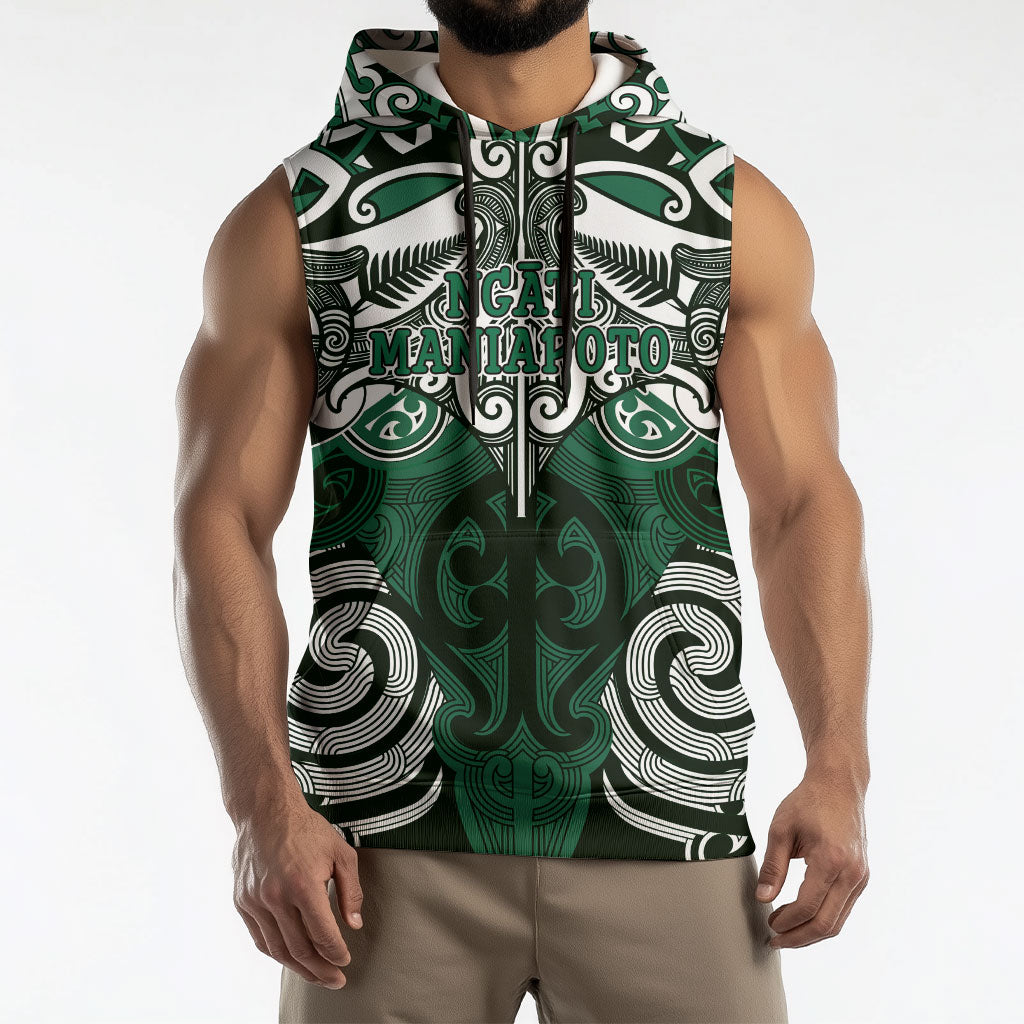Personalised Maori Ngati Maniapoto Sleeveless Hoodie Silver Fern Kowhaiwhai Art LT01 - Polynesian Pride