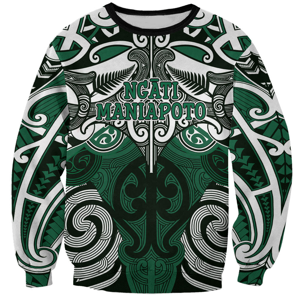 Personalised Maori Ngati Maniapoto Sweatshirt Silver Fern Kowhaiwhai Art LT01 Unisex Green - Polynesian Pride