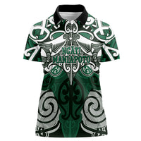 Personalised Maori Ngati Maniapoto Women Polo Shirt Silver Fern Kowhaiwhai Art LT01 Female Green - Polynesian Pride