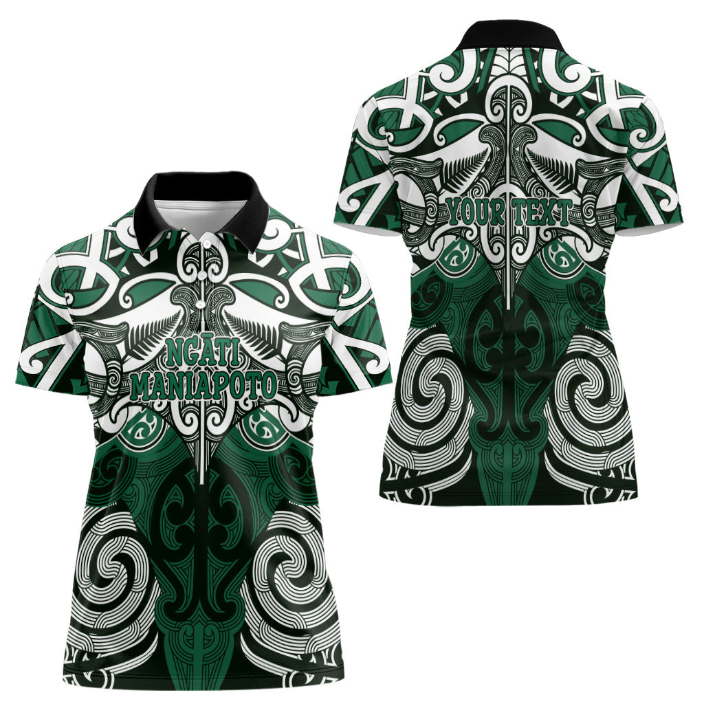 Personalised Maori Ngati Maniapoto Women Polo Shirt Silver Fern Kowhaiwhai Art LT01 - Polynesian Pride
