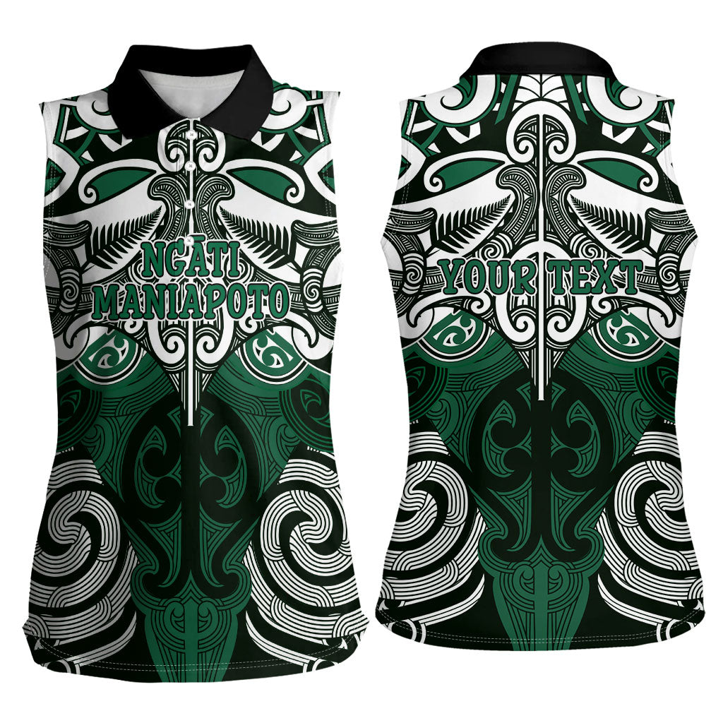 Personalised Maori Ngati Maniapoto Women Sleeveless Polo Shirt Silver Fern Kowhaiwhai Art LT01 - Polynesian Pride