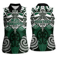 Personalised Maori Ngati Maniapoto Women Sleeveless Polo Shirt Silver Fern Kowhaiwhai Art LT01 - Polynesian Pride