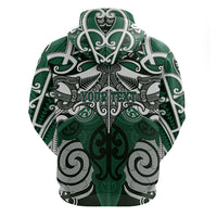 Personalised Maori Ngati Maniapoto Zip Hoodie Silver Fern Kowhaiwhai Art LT01 - Polynesian Pride