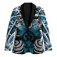 Personalised Maori Ngati Porou Blazer Silver Fern Kowhaiwhai Art LT01 Unisex Blue - Polynesian Pride