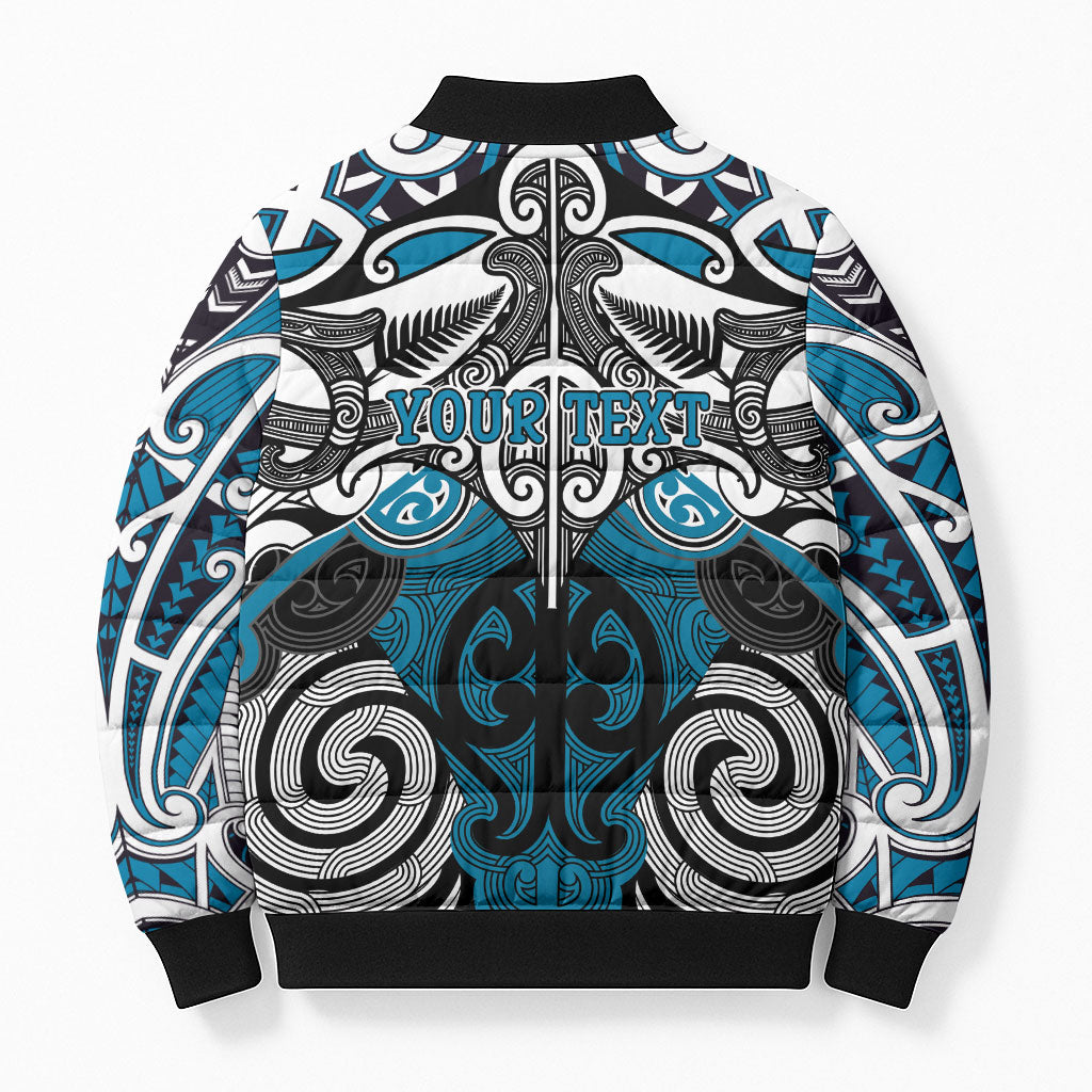 Personalised Maori Ngati Porou Bomber Puffer Jacket Silver Fern Kowhaiwhai Art LT01 - Polynesian Pride