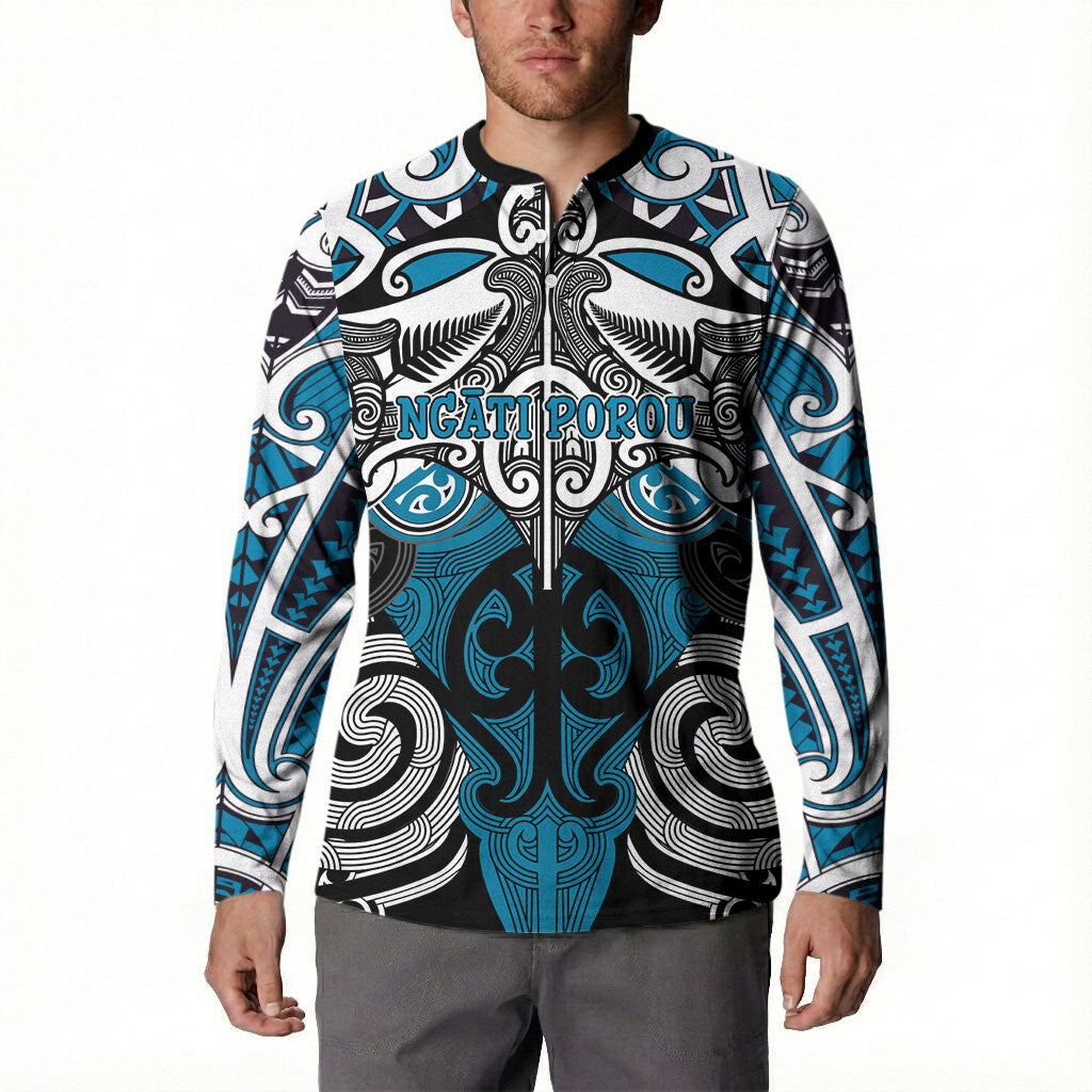 Personalised Maori Ngati Porou Button Sweatshirt Silver Fern Kowhaiwhai Art LT01 - Polynesian Pride