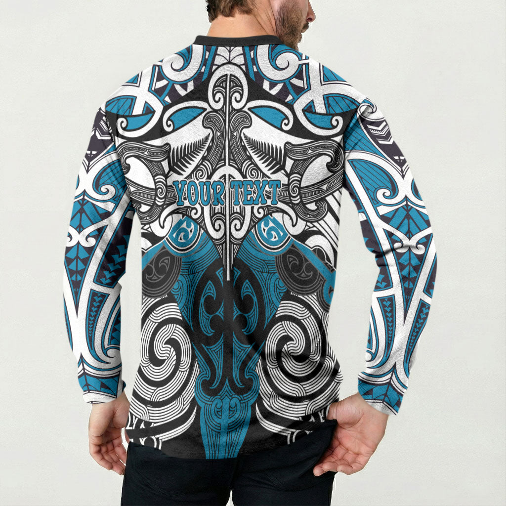 Personalised Maori Ngati Porou Button Sweatshirt Silver Fern Kowhaiwhai Art LT01 - Polynesian Pride