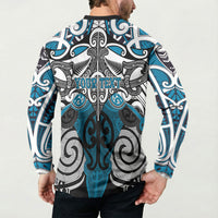 Personalised Maori Ngati Porou Button Sweatshirt Silver Fern Kowhaiwhai Art LT01 - Polynesian Pride