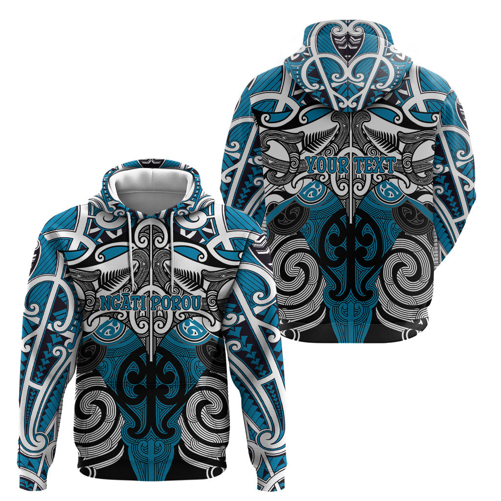 Personalised Maori Ngati Porou Hoodie Silver Fern Kowhaiwhai Art LT01 - Polynesian Pride